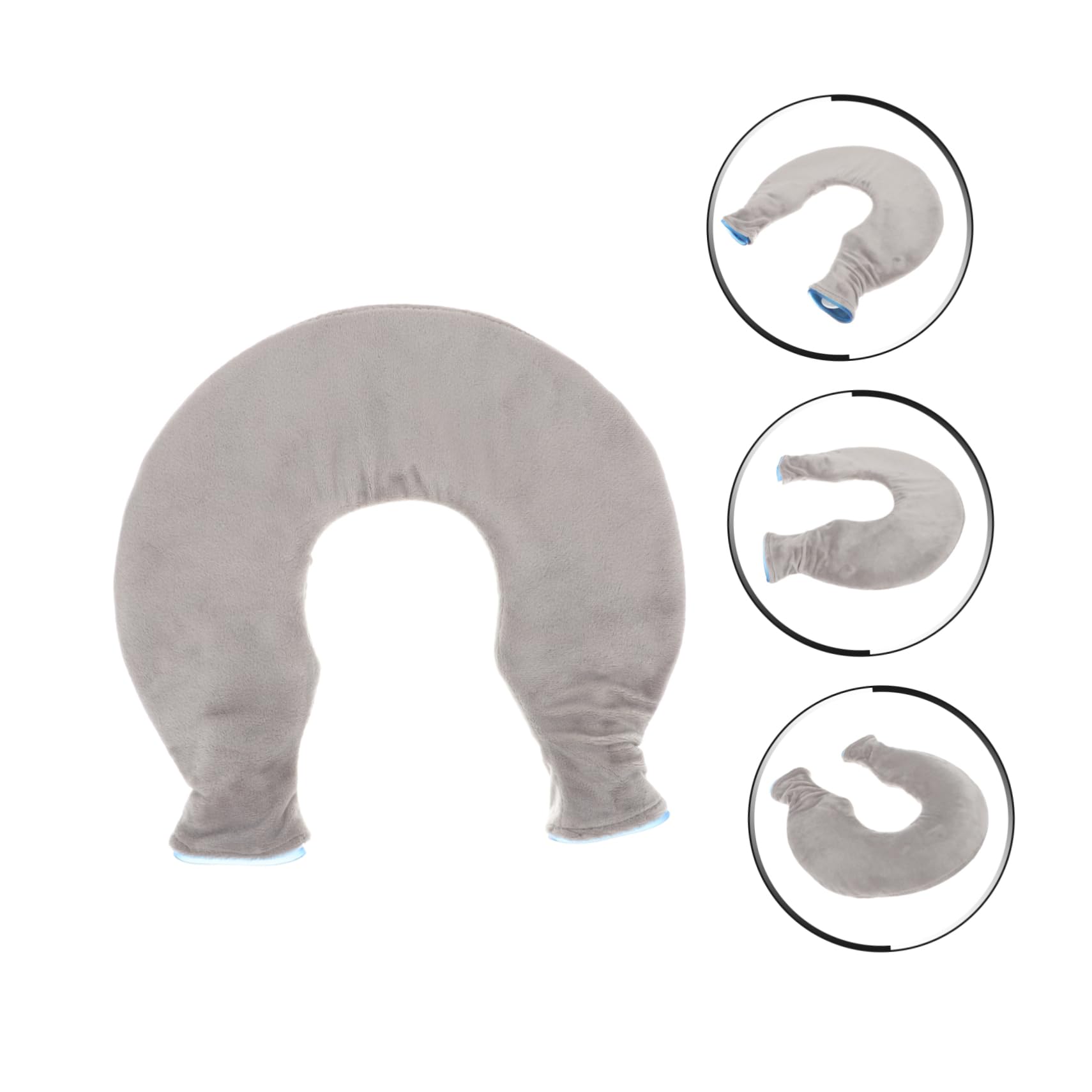 U-förmiger Kühlbeutel Satz Blau aus Gummi und Polyester | Schulter und Nacken, Warm und Kaltkompresse, Wiederverwendbar, zum Einfachen Befüllen