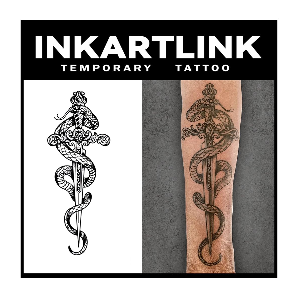 INKARTLINK Tattoo Tech, 2 Sheets Large Semi Permanent Tattoo, Adult Art Design Temporary Tattoos, Lasts 1-2 Weeks, Waterproof, Realistic Look, No