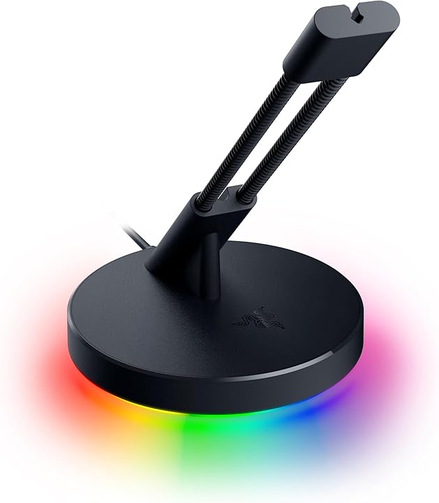 Razer Mouse Bungee V3 Chroma - RGB aydınlatmalı fare kablo tutucusu (kablo klipsli yaylı kol, ağır kaymaz taban, kablo yönetimi) Siyah