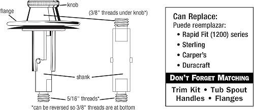 Miniatura 3 de Danco 88599 Tapón de drenaje de servicio pesado, para uso con bañera y ducha serie 1200, Sterling, Casper y Duracraft, cromado