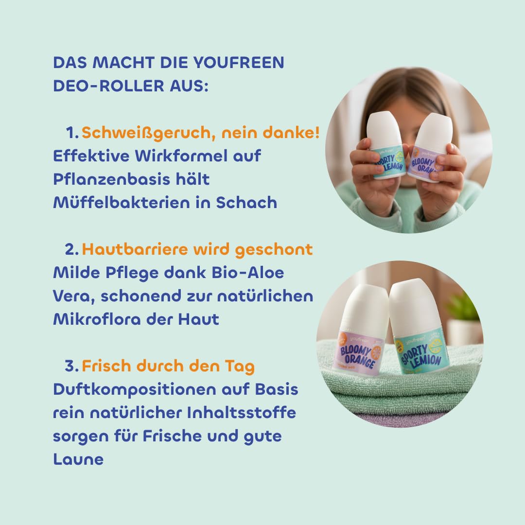 youfreen Deo Roll-on Kids & Teens Bio-Aloe Vera 4x50ml Sporty