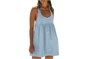 Lenago Dresses for Women 2023 Summer Pleated Flowy Athletic Dress Sleeveeless Round...