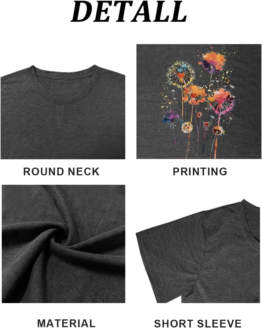 Women Wildflower T Shirt Cute Botanical Flower Shirts Funny Boho Floral Graphic Tees Short Sleeve Tops - Image 5