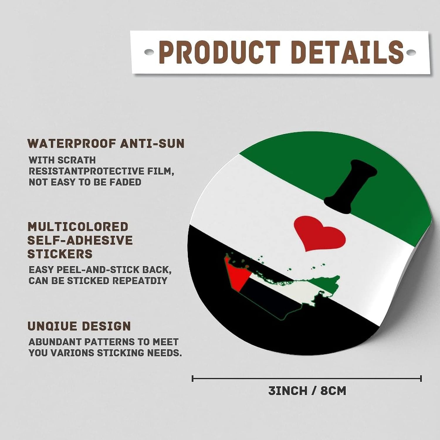 United Arab Emirates National Flag Stickers I Love Arab Emirates Decals Country City Souvenir 20 Pcs Vinyl Stickers for Car Laptop Water Bottle Helmet Truck Bumper Decals 3 Inch image 2