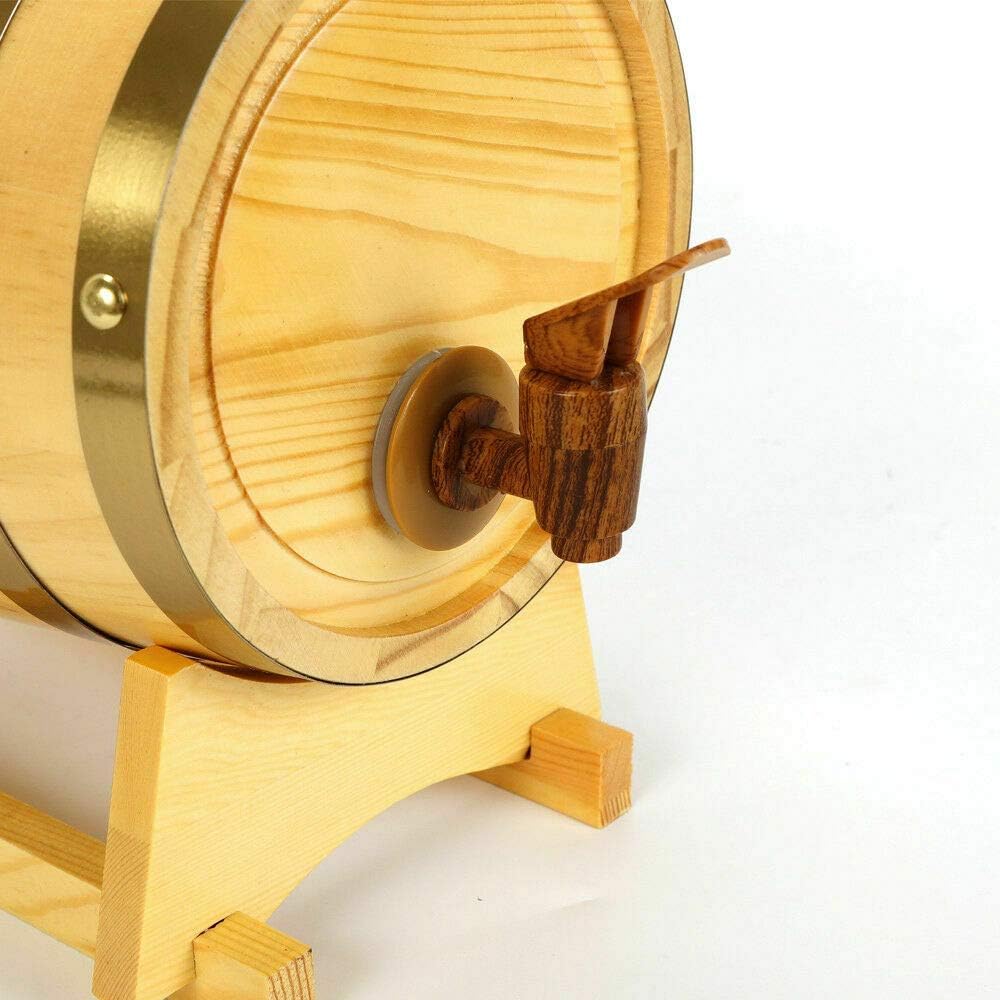 Oak Barrels Wooden Keg For Storage Wine Whiskey Rum Beer Spirits Bourbon Tequila Rum Hot Sauce Pedestal 5L Wood Pine Aging Home Kitchen Dining Making Bar Tools Pourers Decoration Drinkware USA STOCK