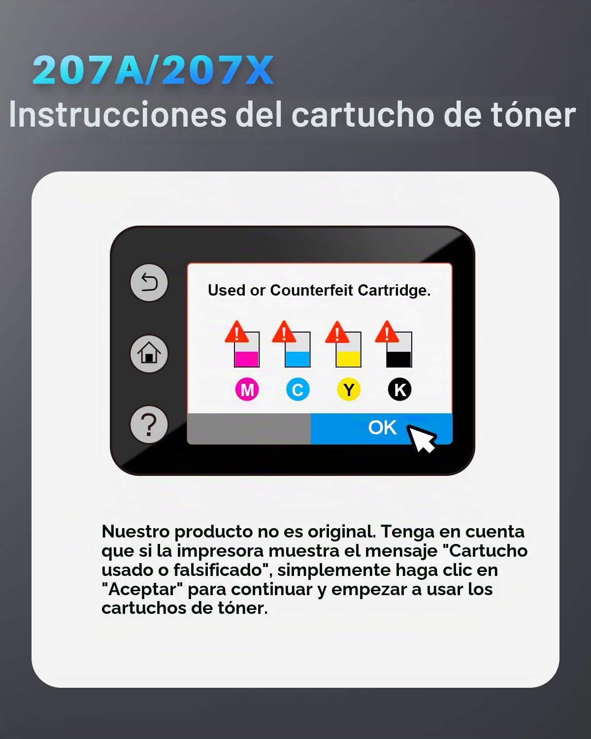 INK4U 207X Cartucho de tóner (con Chip) Compatible con HP 207X 207A Compatible con HP Color LaserJet Pro MFP M283fdw M282nw M255dw M255nw M283fdn M283cdw W2210X W2211X W2212X W2213X ( Pack de 4 )