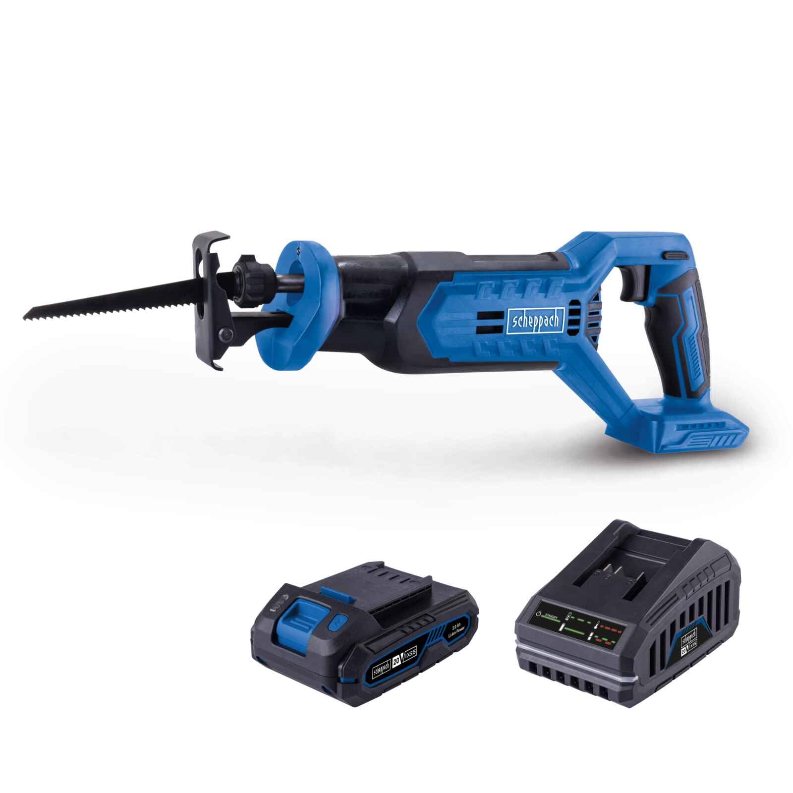 Scheppach Akumulatorowa piła szablasta C-RS100-X 20 V piła do gałęzi | długość skoku 20 mm | głębokość cięcia 115 mm (drewno), 6 mm (lekko stopowa stal, z odpowiednim brzeszczotem) | seria 20 V IXES |