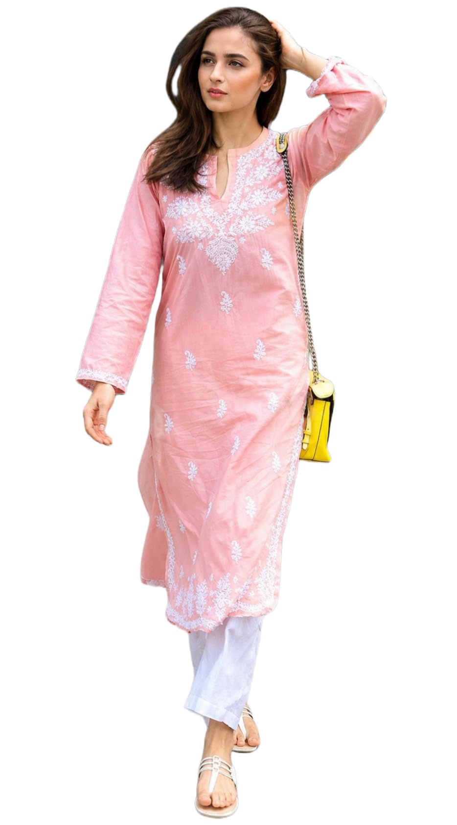 stylescope Rayon Floral Embroidered Long Kurti | Long Chikankari Kurti for Girls | Women's Casual Kurat | Long Kurta for Women (Kurti Alia)-picture-47