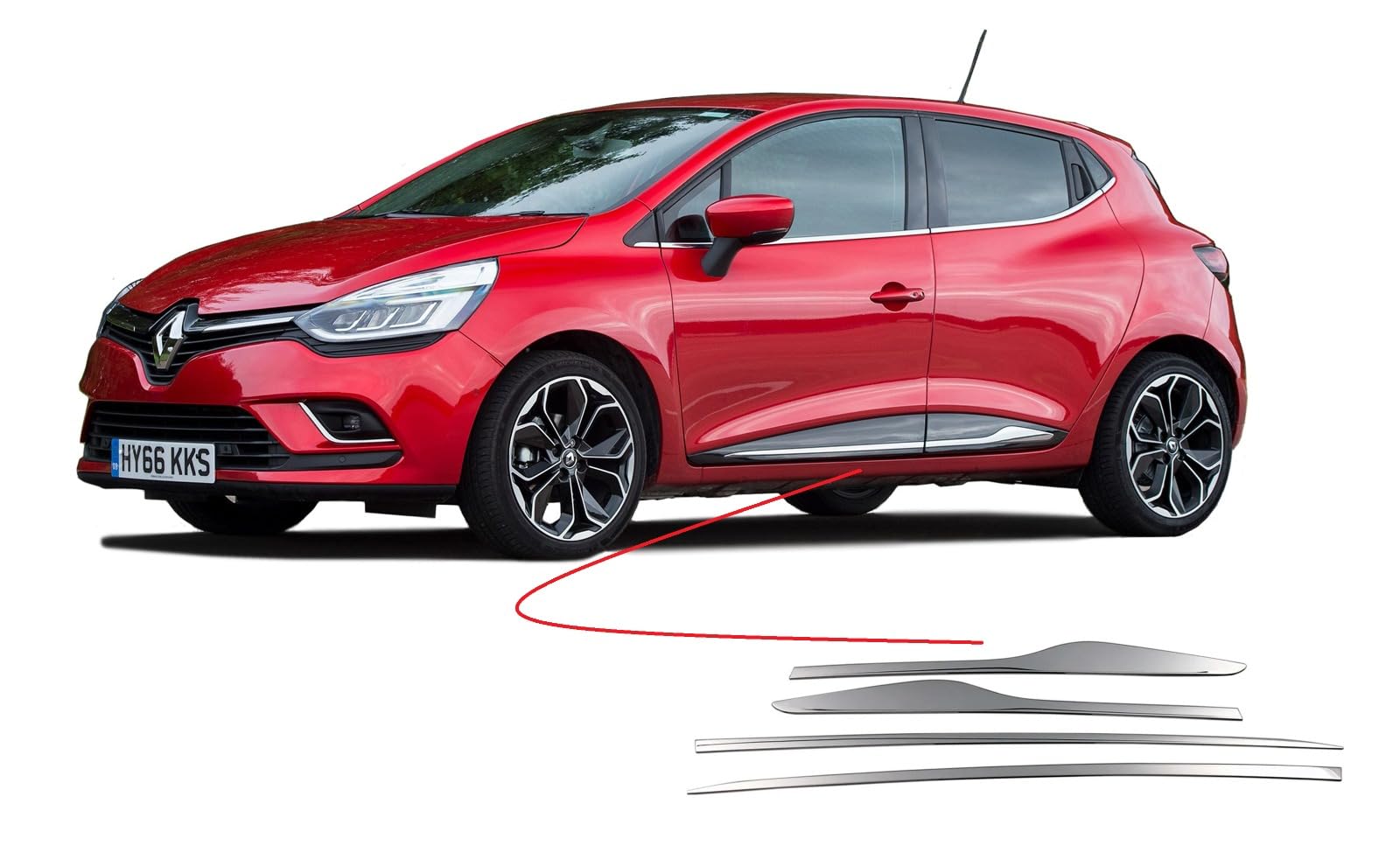 Ricambi Adatto per Renault Clio IV 2012-2018 4 pezzi in acciaio inossidabile rivestimenti cromati portiere laterali