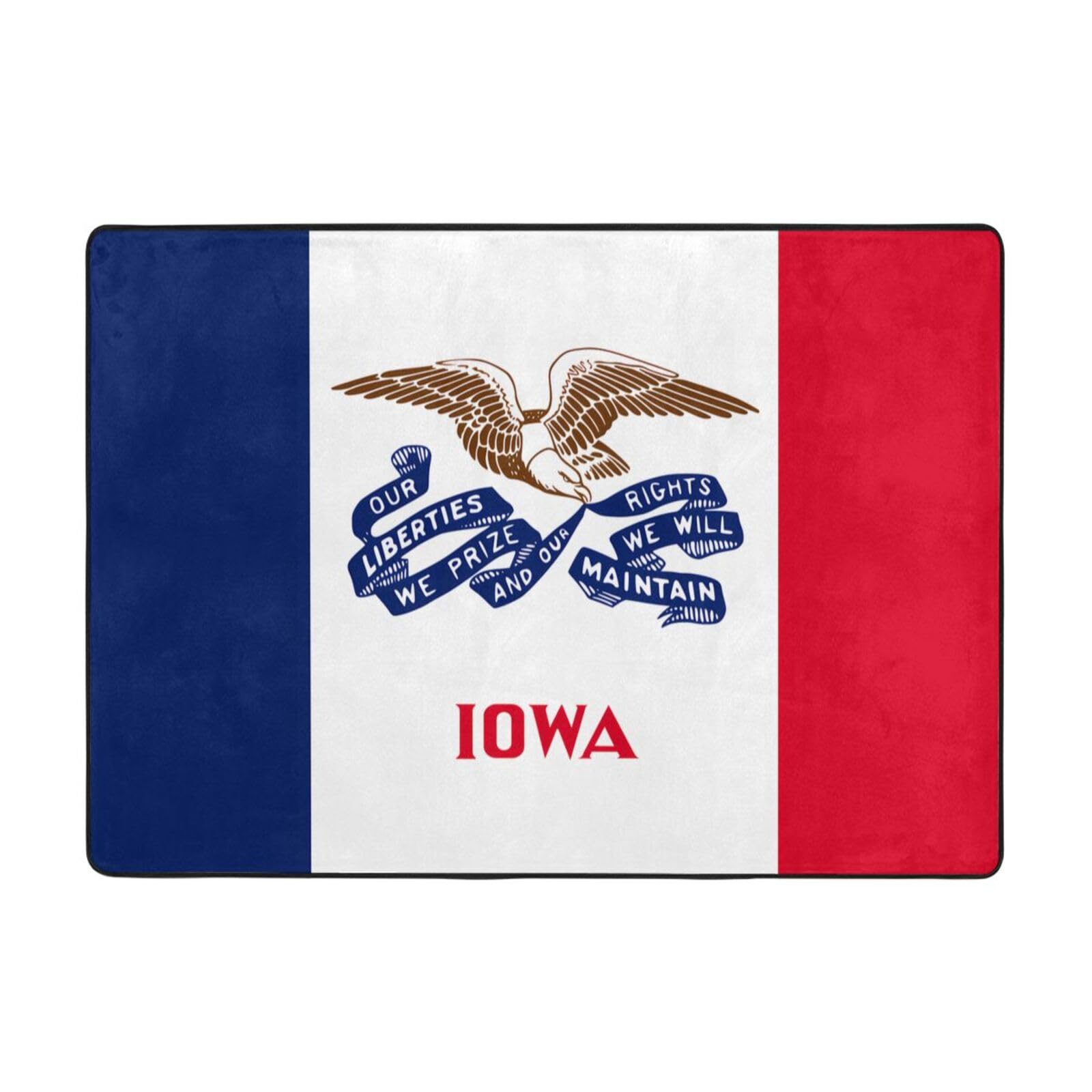 Tapis de sol en flanelle 203x147 cm grand tapis drapeau Iowa résistant salon