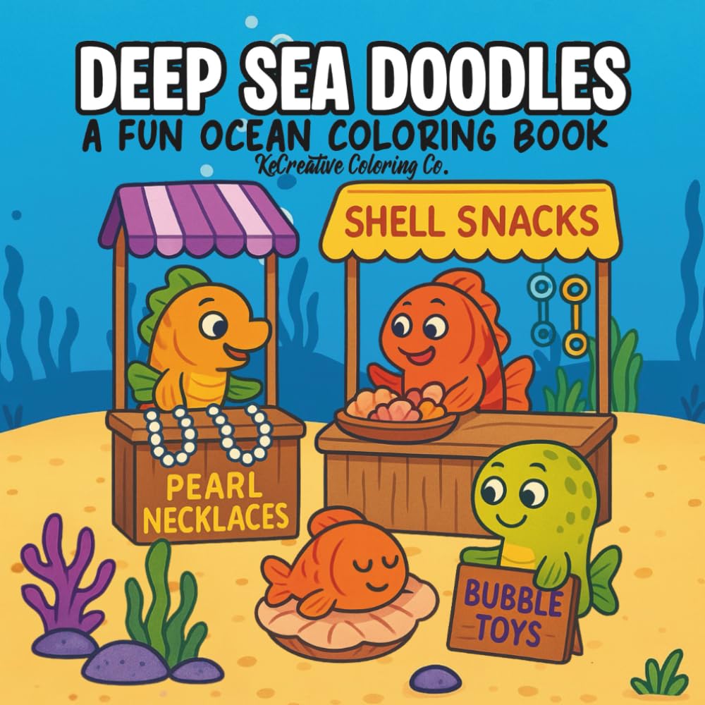 Deep Sea Doodles Coloring Book: A Cozy Ocean Coloring Book with Fun Sea Friends Bold & Easy Ocean Coloring for Relaxation