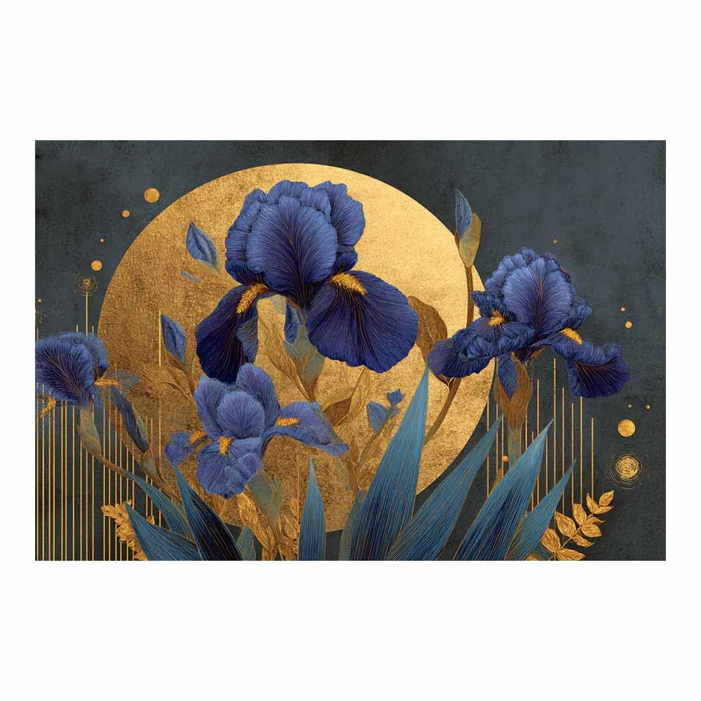 Xeniou Multicolor Flower Posters Darkest Blue Irises Wall Art Canvas Wall Art, For Bedroom Office Home Decorations(Multicolor)-80X120cm Unframed