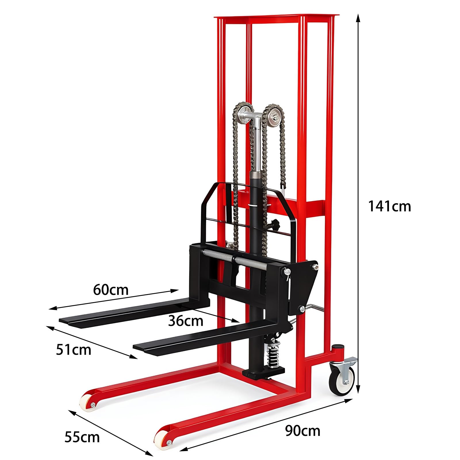 Transpallet Impilatore a sollevamento manuale Carrello a forche con rotelle girevoli idrauliche da 260 kg for impilamento in magazzino