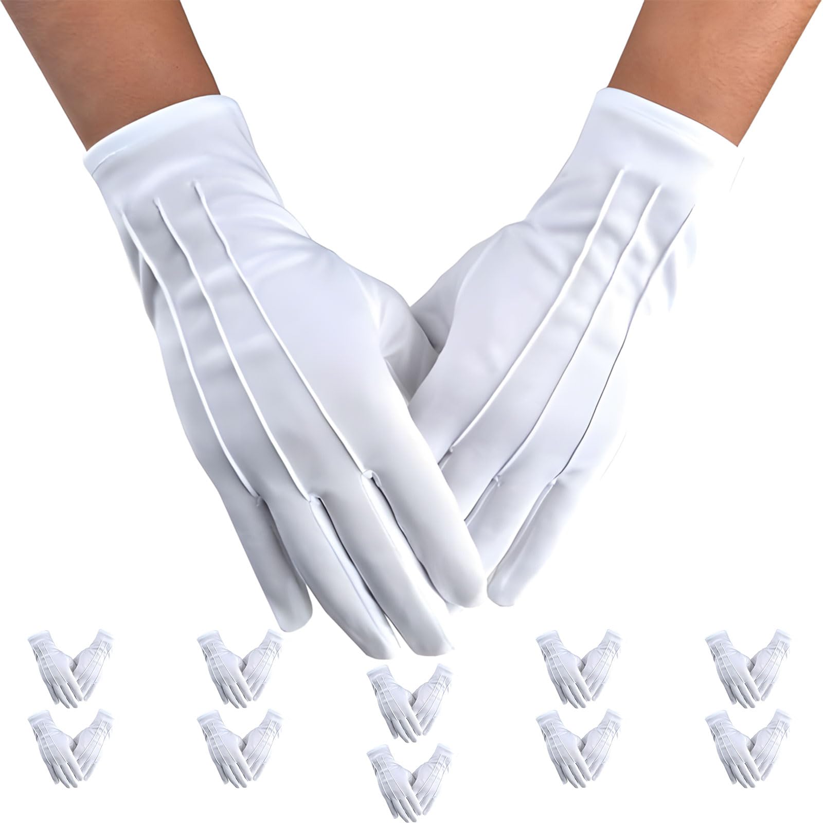 Elnwnnkc (Pack of 5) Thin Cotton Gauntlets Ventilated Permanent Length Approx 10.2 Inch for Driving Work Inspections Inspection Gauntlets