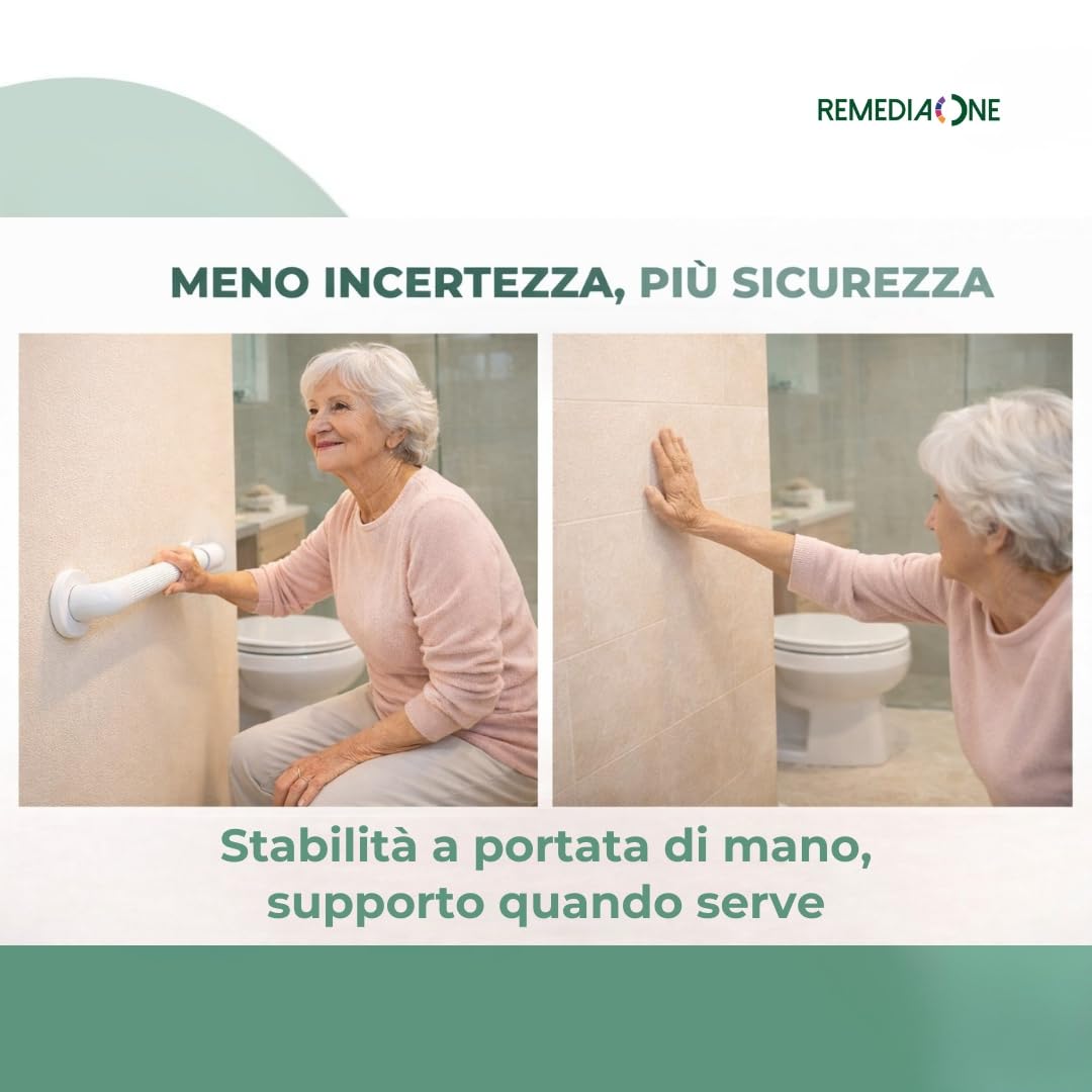 Maniglia Doccia Anziani da Parete in PVC, Maniglione Bagno Disabili, Maniglia per Doccia di Sicurezza – Bianca, 45 cm
