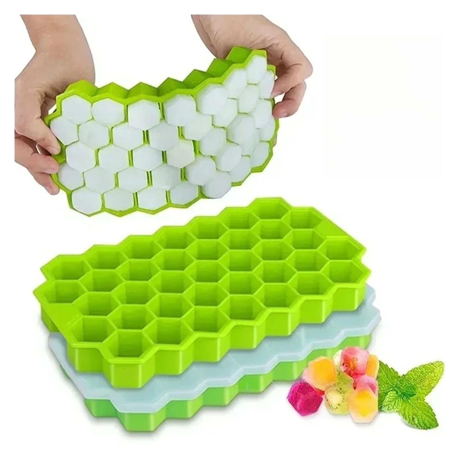 Vassoio for ghiaccio in silicone esagonale a nido d'ape con 37 griglie