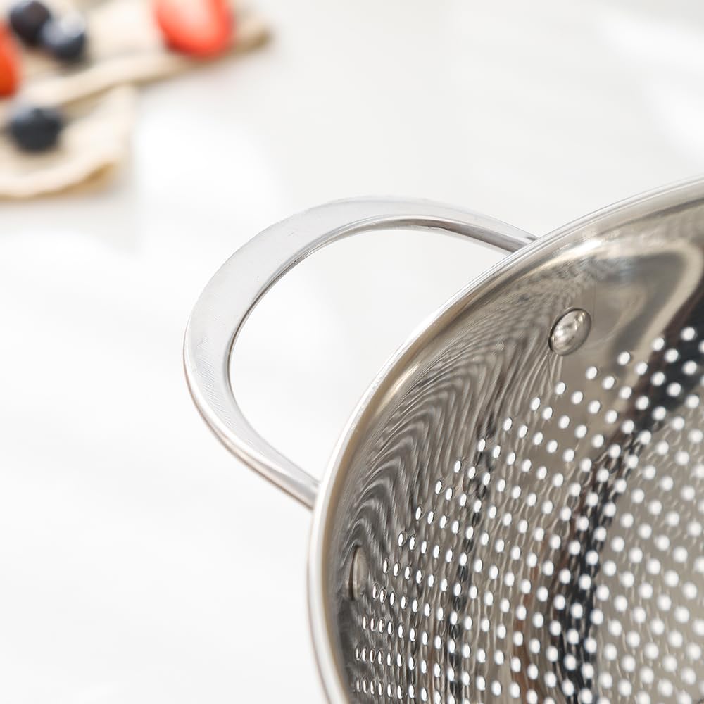 3 Pièces Passoire Inox Tamis Cuisine avec Poignées et Base Métal Ustensile Cuisine pour Pâtes Salade Riz