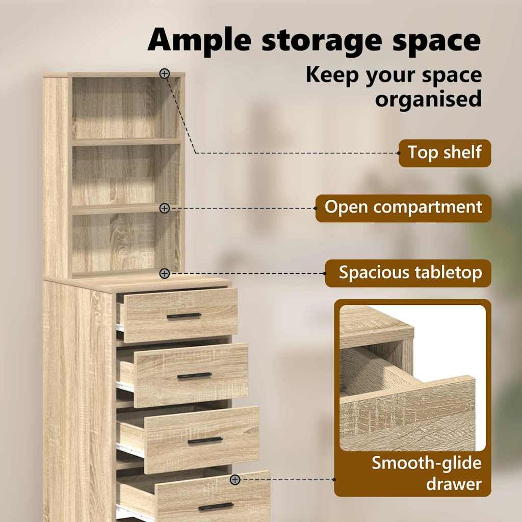 vidaXL Credenza rovere sonoma 40 x 41 x 135 cm Legno ingegnerizzato | Spaio a sufficienza con cassetti e ripiani, Aspetto moderno che si adatta a ogni stile,