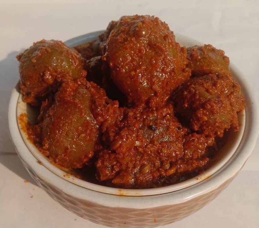 Miniatura 4 de Punjabi Amla Pickle casero fresco amlagrosella espinosa Ka Aachar (400G) - Receta de la madre  Pepinillo orgánico del norte de la India  Encurtido