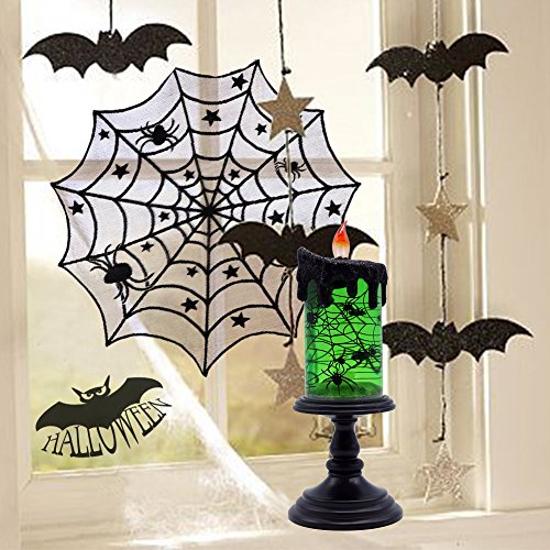Image of Eldnacele Halloween Snow Globe Candles Lighted Lamp, Battery Operated Spooky Spinning Water Glittering Tornado Candle Flameless Candles Table Centerpiece for Halloween Decoration Indoor(Spider)