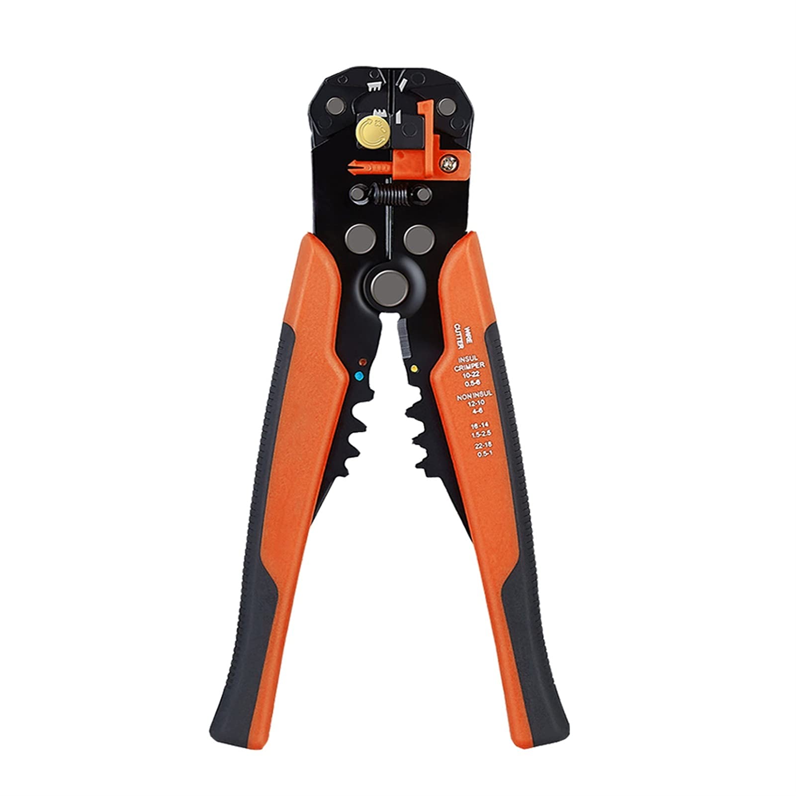 Pelacables Alicates de pelado Cable Stripper Tools Herramientas de mano Terminal de engarce 0.2-6.0mm Multifunción Herramientas de marca automática de alta precisión(Oranje)