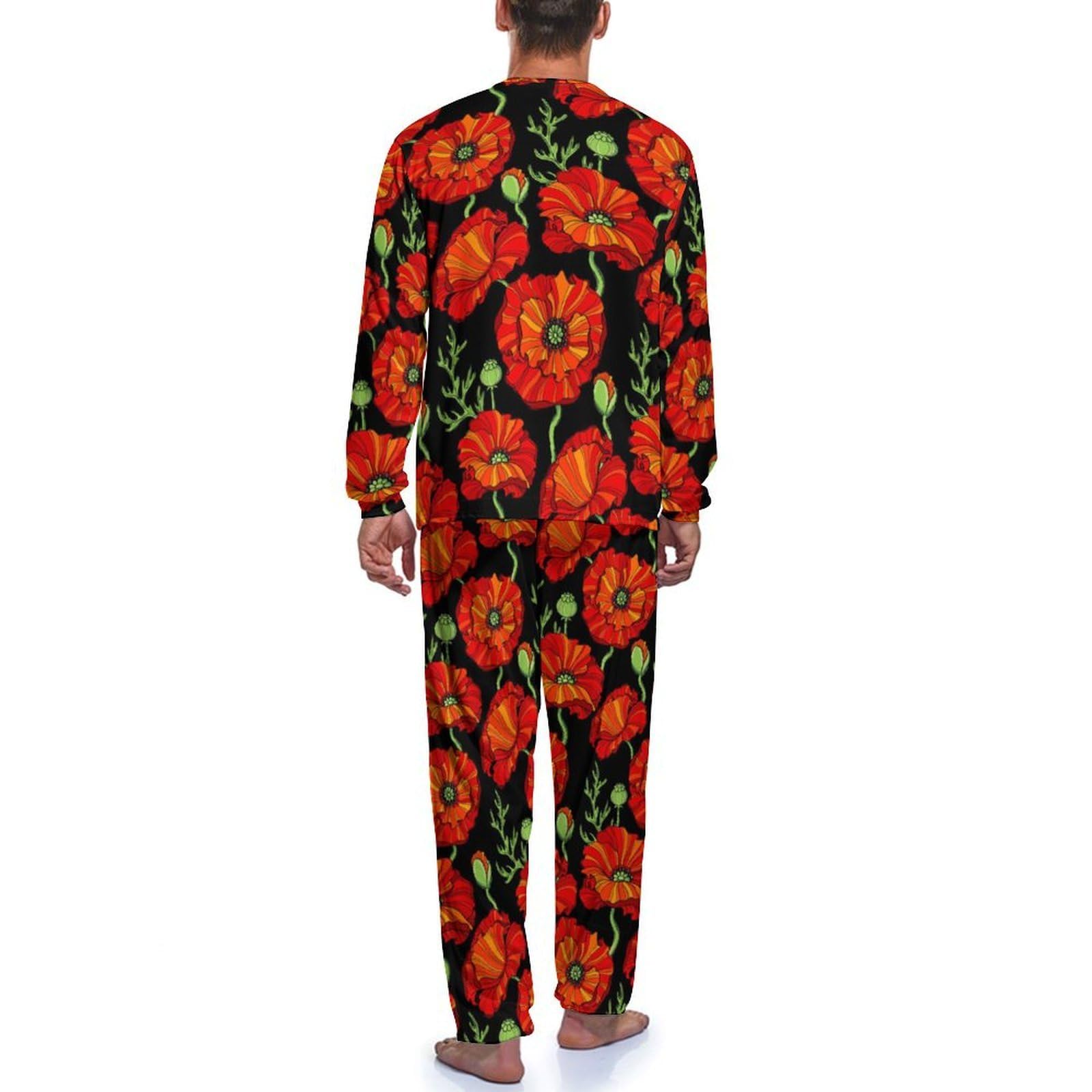 Bielizna nocna, syjamski kot tajski mandala męskie zestawy piżam, bielizna nocna z długim rękawem i spodnie