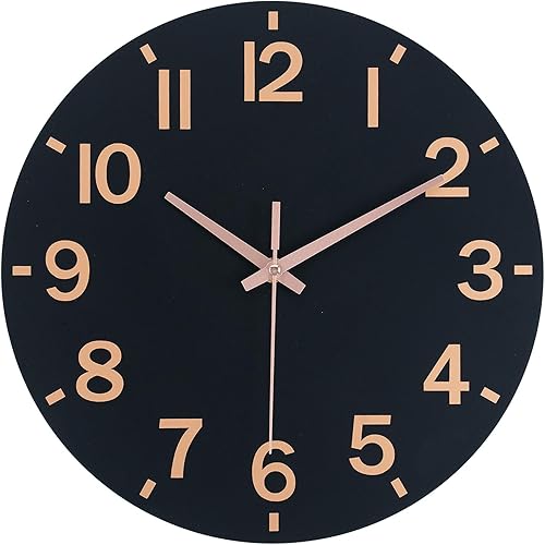 Miniatura 9 de HZDHCLH Reloj de pared de 8 pulgadas, silencioso, sin tictac, funciona con pilas, de madera blanca, moderno, movimiento de barrido, decorativo,