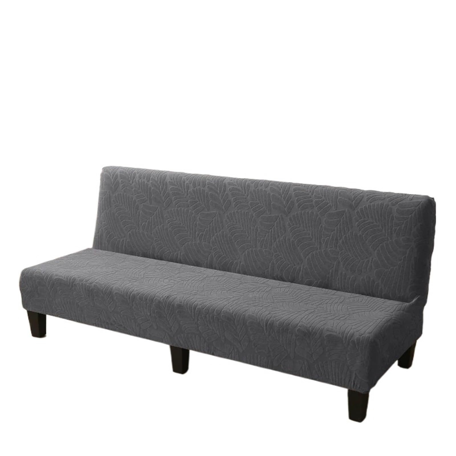 GCYEIDMA Armless Sofa Slipcover Armless Sofa Bed Cover Stretch Jacquard Futon Covers Spandex Dustproof Furniture Protector(Dark grey,M)