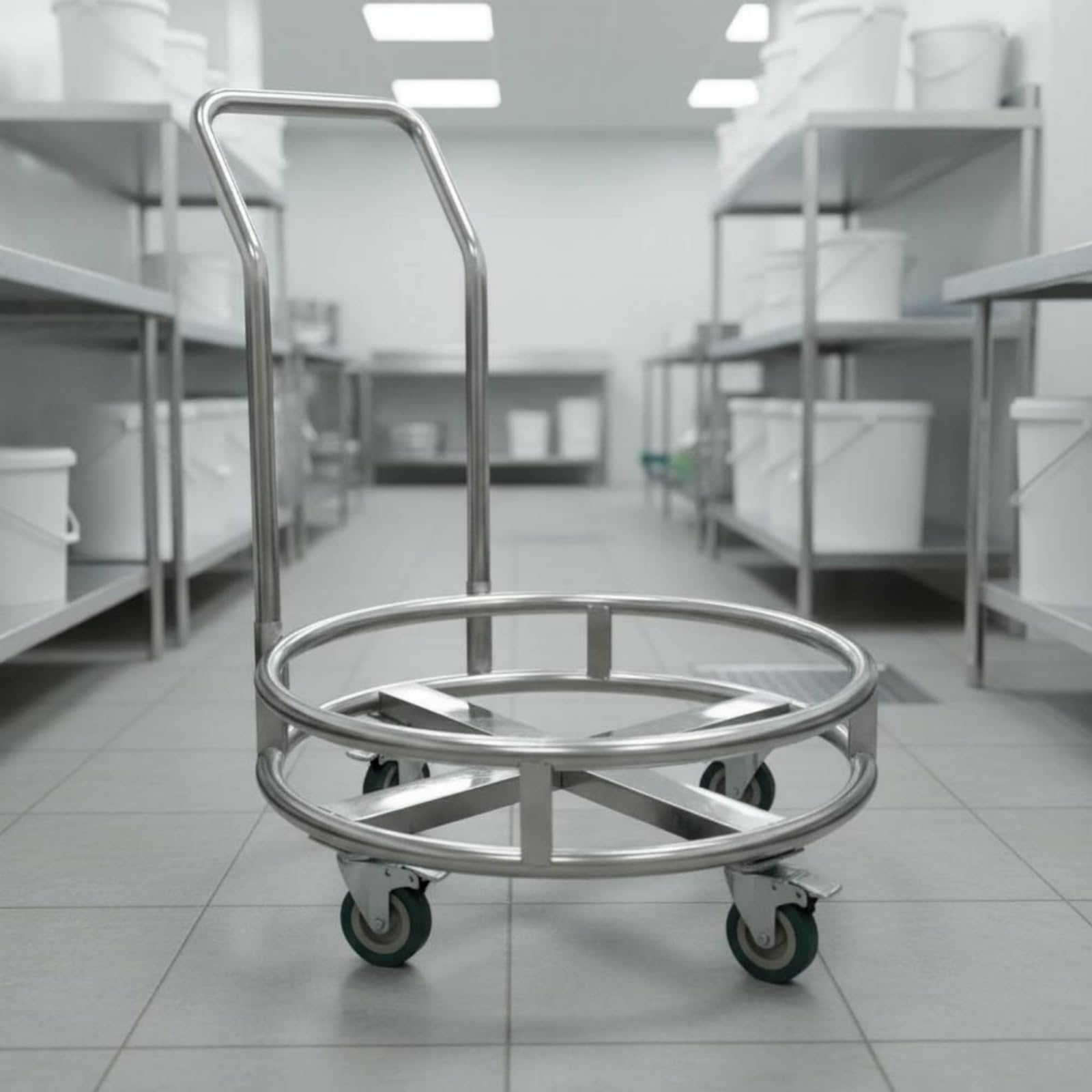 TAIZhiChen Supporto Mobile in Acciaio Inox Robusto Telaio Porta-Bollitore in Acciaio Piano di Lavoro Ampio Attrezzatura su Ruote per Ristoratori, Catering, Mensa, 42 Cm, Con Freno