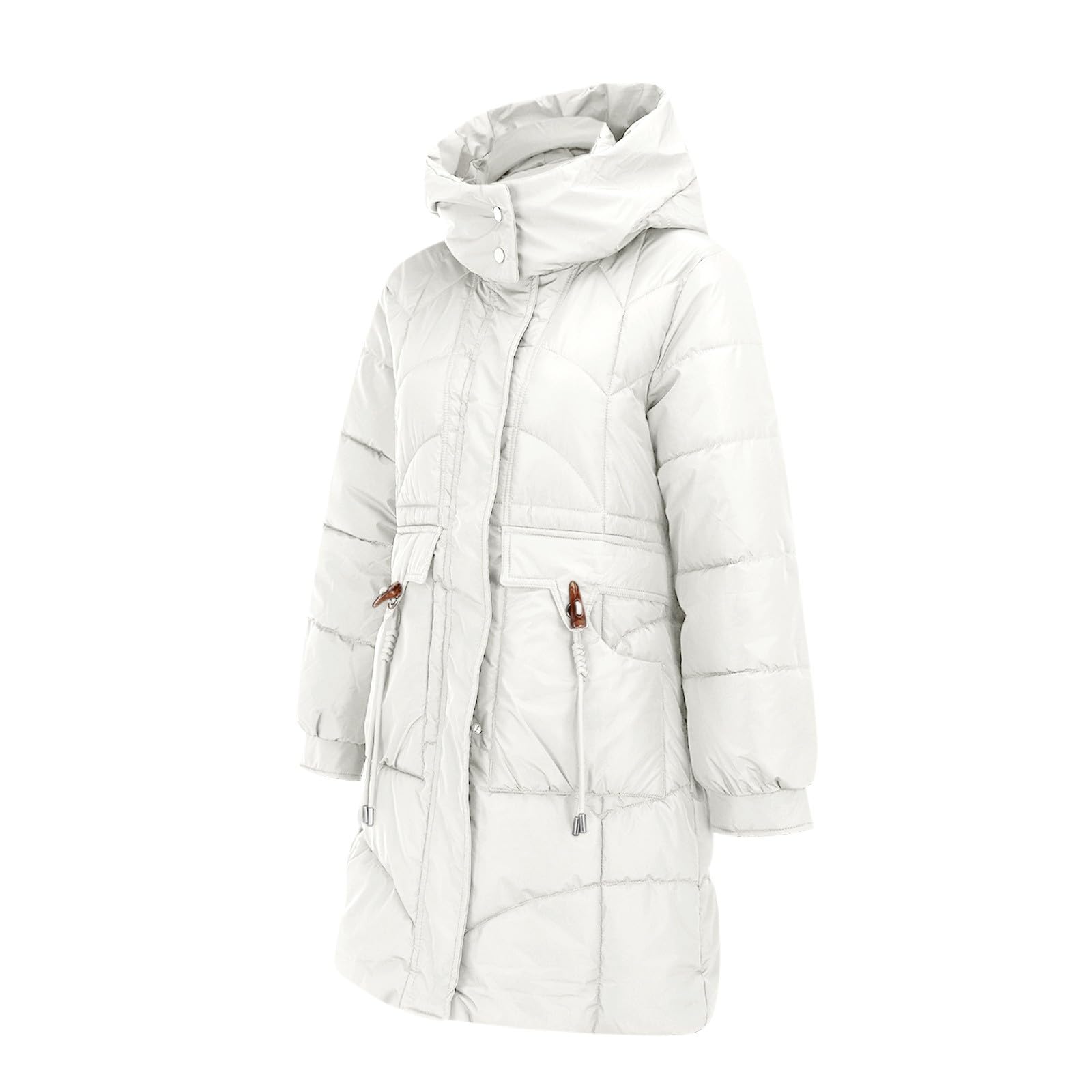 Piumino da donna invernale lungo – caldo cappotto trapuntato con cappuccio cappotto invernale ispessito, piumino antivento, parka invernale a maniche lunghe, per esterni