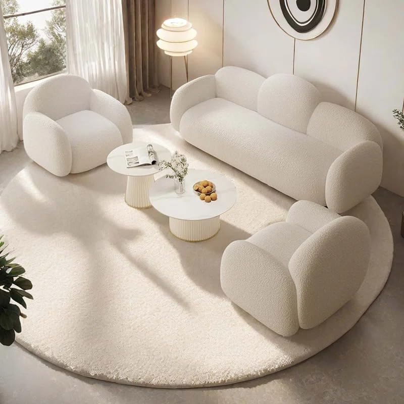 Image of LEGACY OF COMFORT Loeke 3-Piece Living Room Set 3 +1 +1 Sofa Set Cloud Shape Boucle Sofa for Living Room White