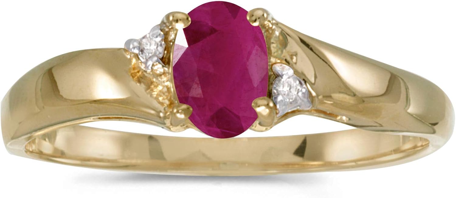 10k Yellow Gold Oval Ruby And Diamond Ring