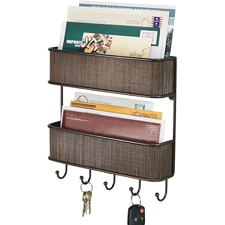 mDesign Letter Tray and Key Organiser - Wall-Mounted Key Rack and ...