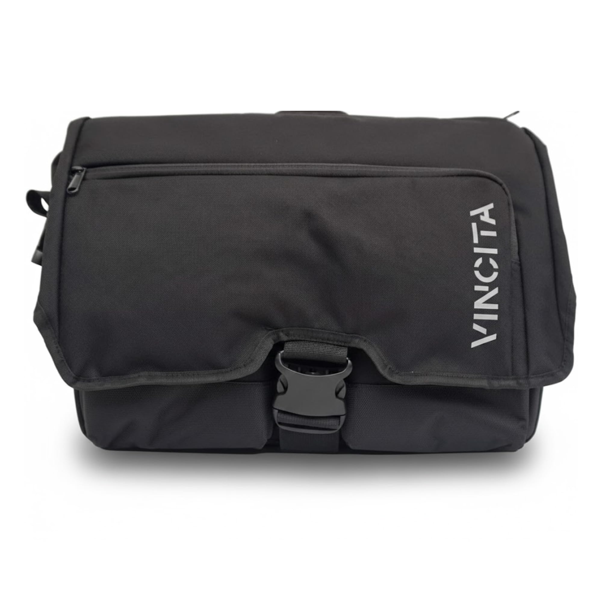 Vincita Birch Front Bag 2.0 for Brompton Folding Bicycle - Removable Front Carrier Frame, Rain Cover and Shoulder Straps - Black