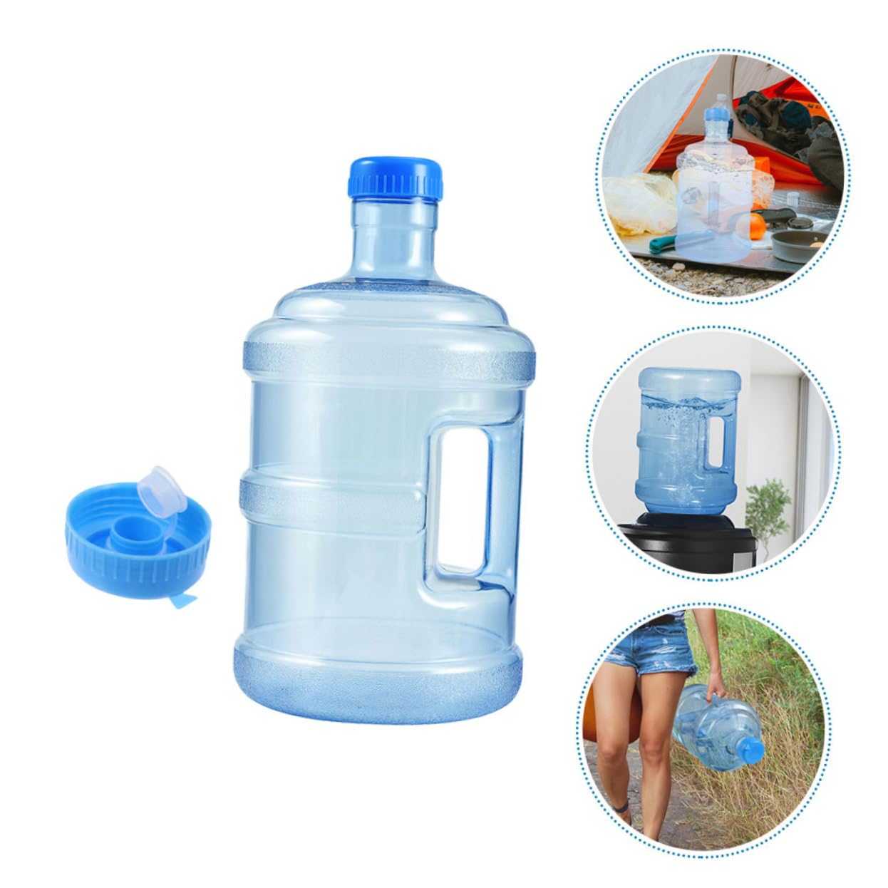 Abaodam Contenitore Chiusura Ermetica 5l per Acqua da Campeggio in PC e Manico Portatile, Bottiglia Leggera Blu per Sport e Outdoor