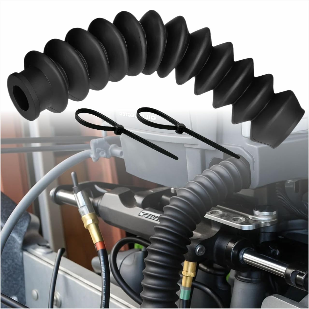 Marine Steering Cable Boot - Rubber Cable Seal Cover with 2" Entrance & 1 2/5" Exit Opening for Boat Steering Systems, 8" Long, 1 Sets
