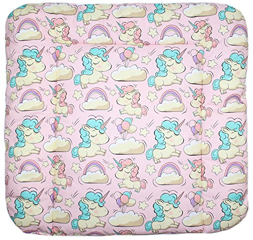 Baby Auflage Wickelauflage - EINHORN IN ROSA - 70x50 cm 70x70 cm 70x85 cm Wickeltischauflage 70x70 cm Cover
