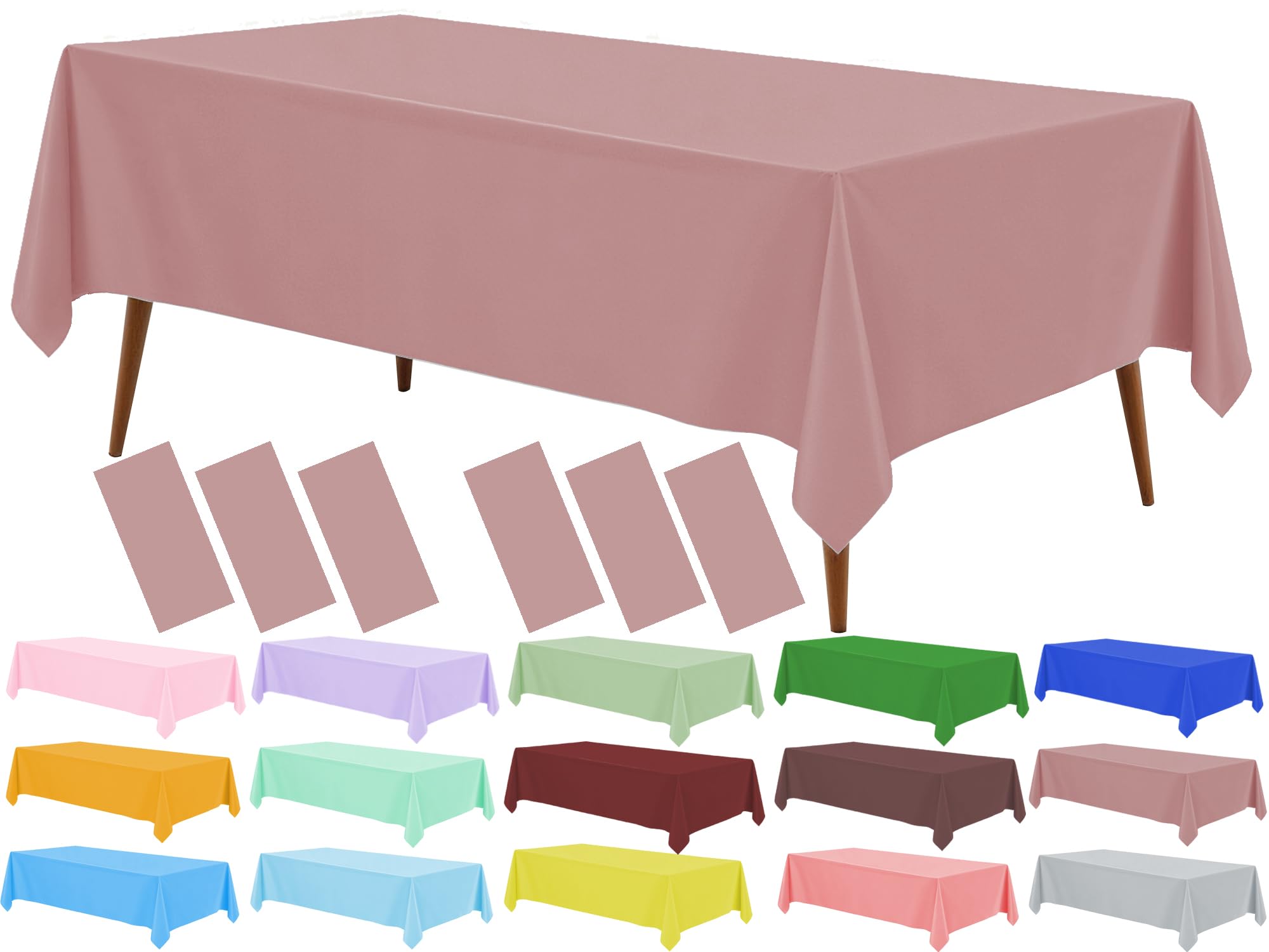 Paquete de 6 manteles de plástico color chocolate, 54 x 108 pulgadas, para mesa rectangular, manteles desechables color marrón claro para decoración de fiestas, cumpleaños, despedidas de