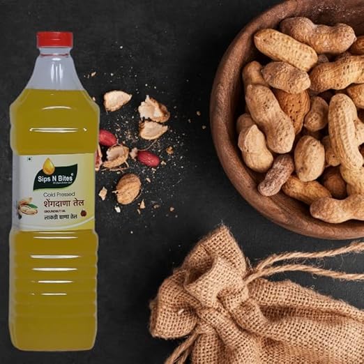 Sips N Bites Cold Pressed Groundnut Oil Shengdana Tel 1 Liter (Pack of
