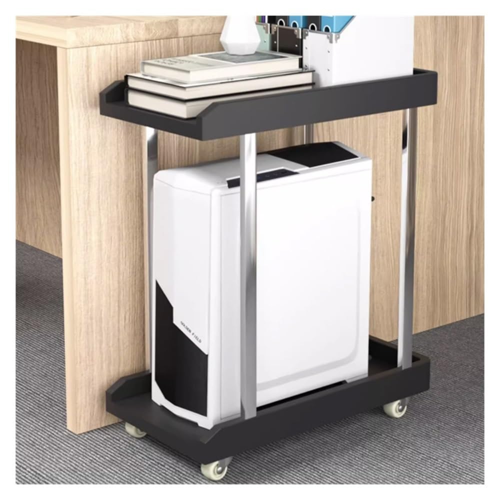 Akcesoria komputerowe Mobile Desktop PC Tower Stand with Storage, 2-Tier Rolling Shelf CPU Holder with 6 Caster Wheels Under Desk for Home Office Stojak na wieżę komputerową