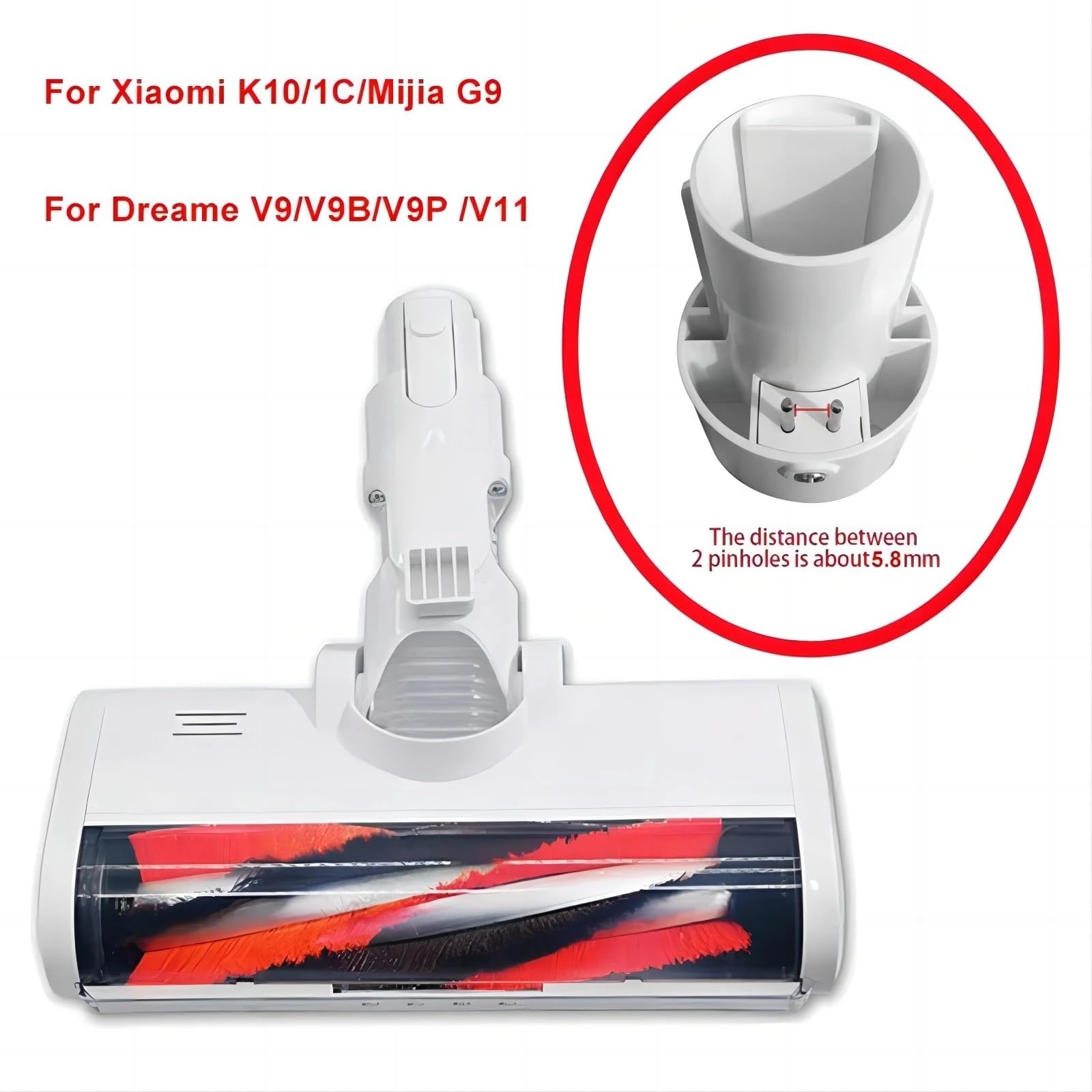Cabezal de Cepillo eléctrico Compatible con Xiaomi G10/K10, Compatible con Xiaomi 1C, Compatible con Piezas de aspiradora Dreame V8/V9B/V9P/V11/G9