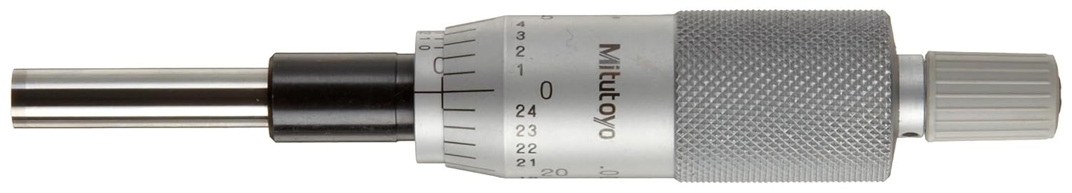 Mitutoyo 150-206 Micrometer Head, Middle Size, 0-1" Range, 0.0001" Graduation, +/-0.0001" Accuracy, Ratchet Stop Thimble, Flat Face, Vernier (0.001mm / .0001")