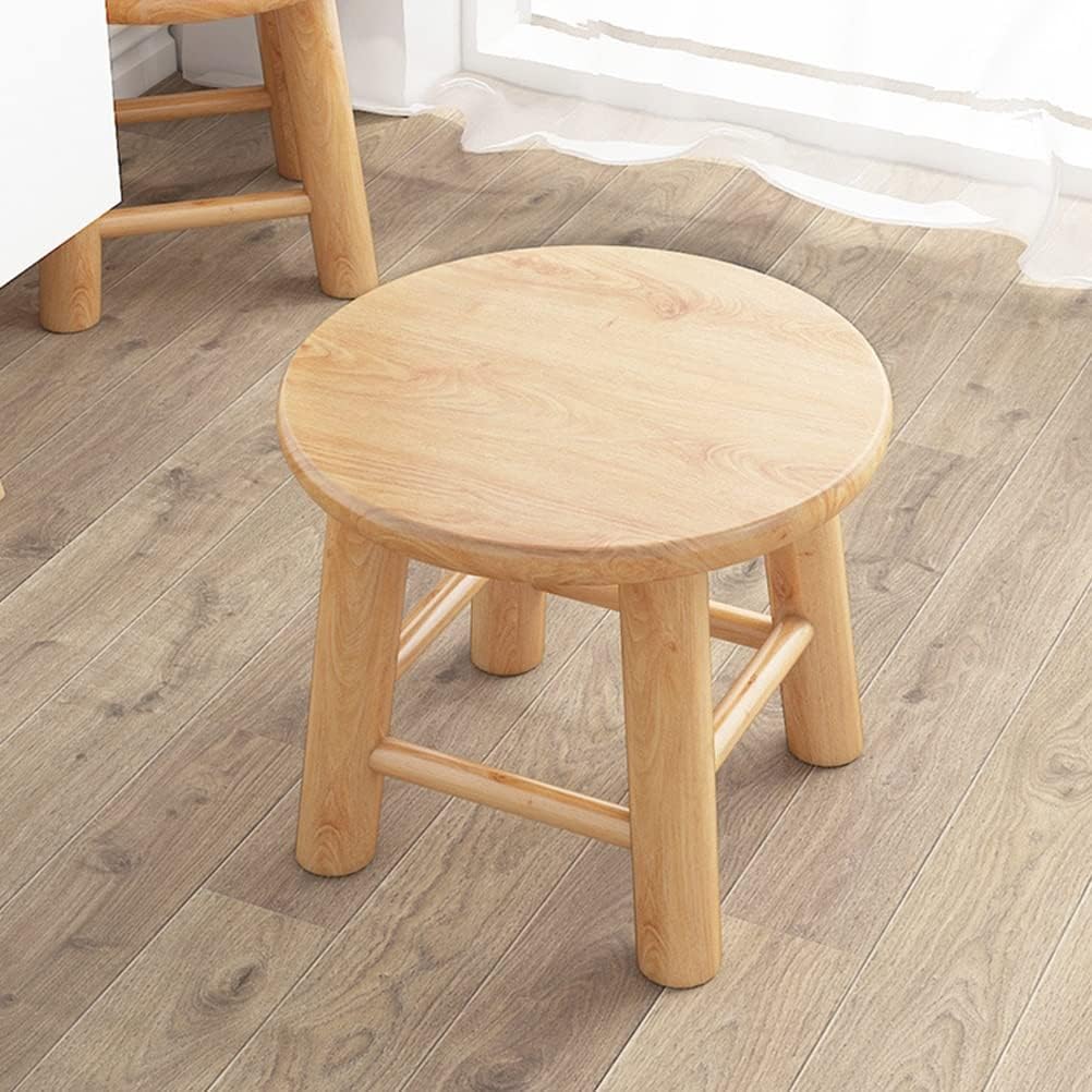 Wood Step Stool Household Shoe Changing Stool Stool Low Stool for Washing Foot for Living Room, Bedroom, Kitchen Padded Seat