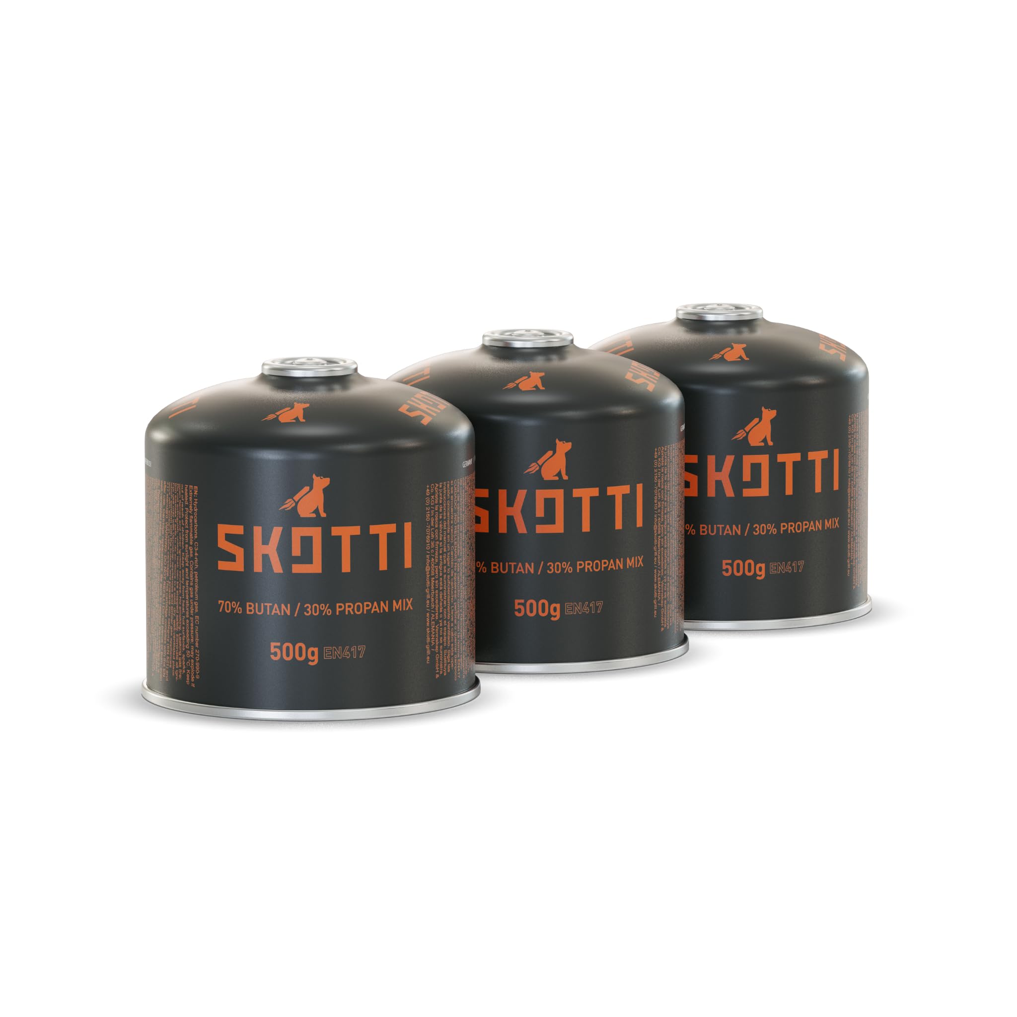 SKOTTI Gaskartusche, EN 417 Gaskartusche mit Protan-Butan Gemisch, Ideal für Gasgrills und Campingkocher mit EN 417 Schraubventil, Gaskartuschen Grill, Camping Grill Gaskartusche