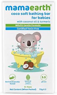 Mamaearth Coco Soft Bathing Bar for Babies, pH 5.5, with Coconut Oil & Turmeric - Pack of 2 * 75g Price In India