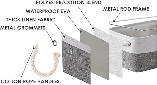 Vista 209 de Caja de almacenamiento para estantes, paquete de 6 canastas pequeñas de tela para organizar, cubos de almacenamiento plegables con asas para Blanco