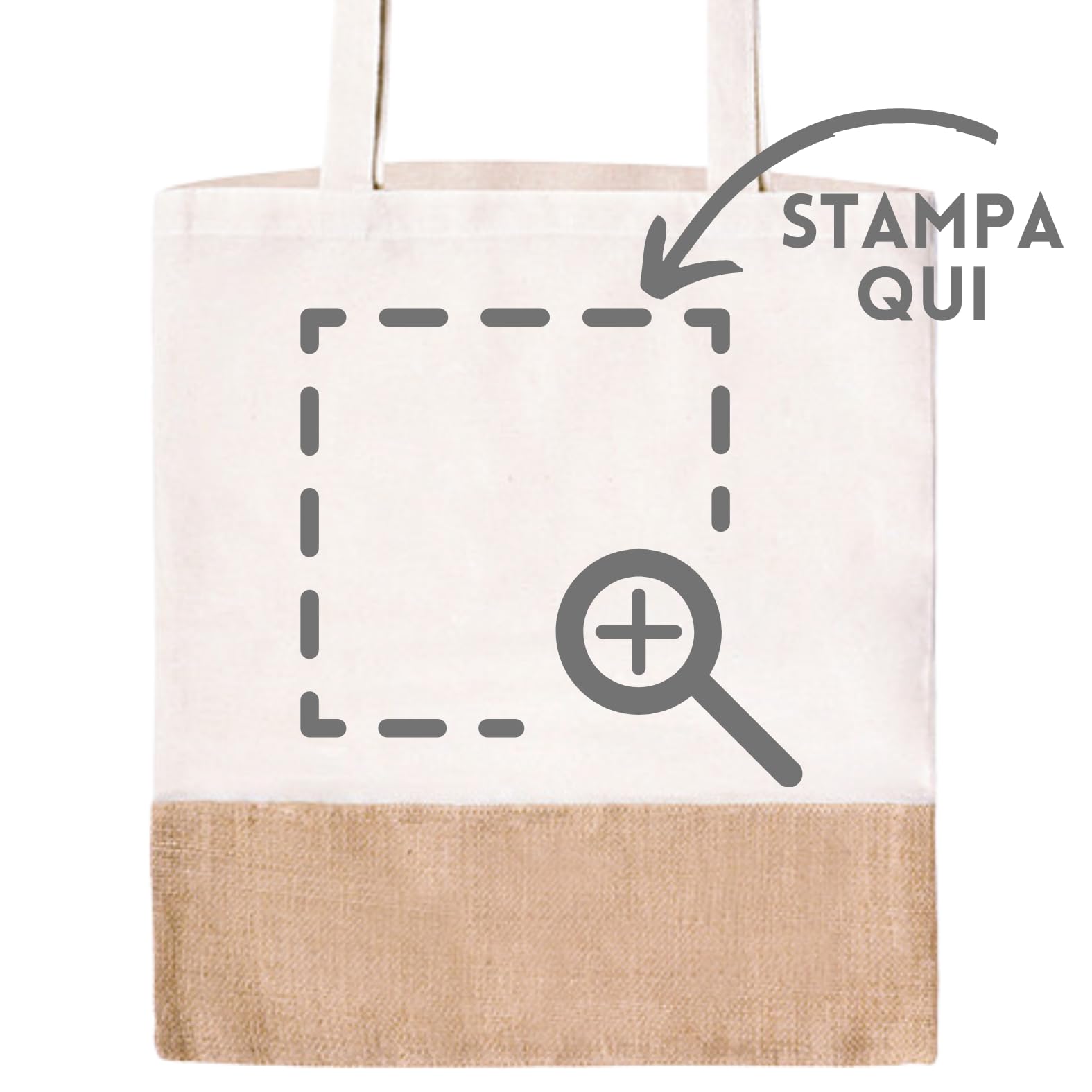 Stock 50 Shopper Personalizzate 38x42 Pubblicitarie, Borse Gadget Aziendali Personalizzate in Cotone e Juta Naturale con Logo, Buste Shopping Bag per Omaggi a Clienti PG244
