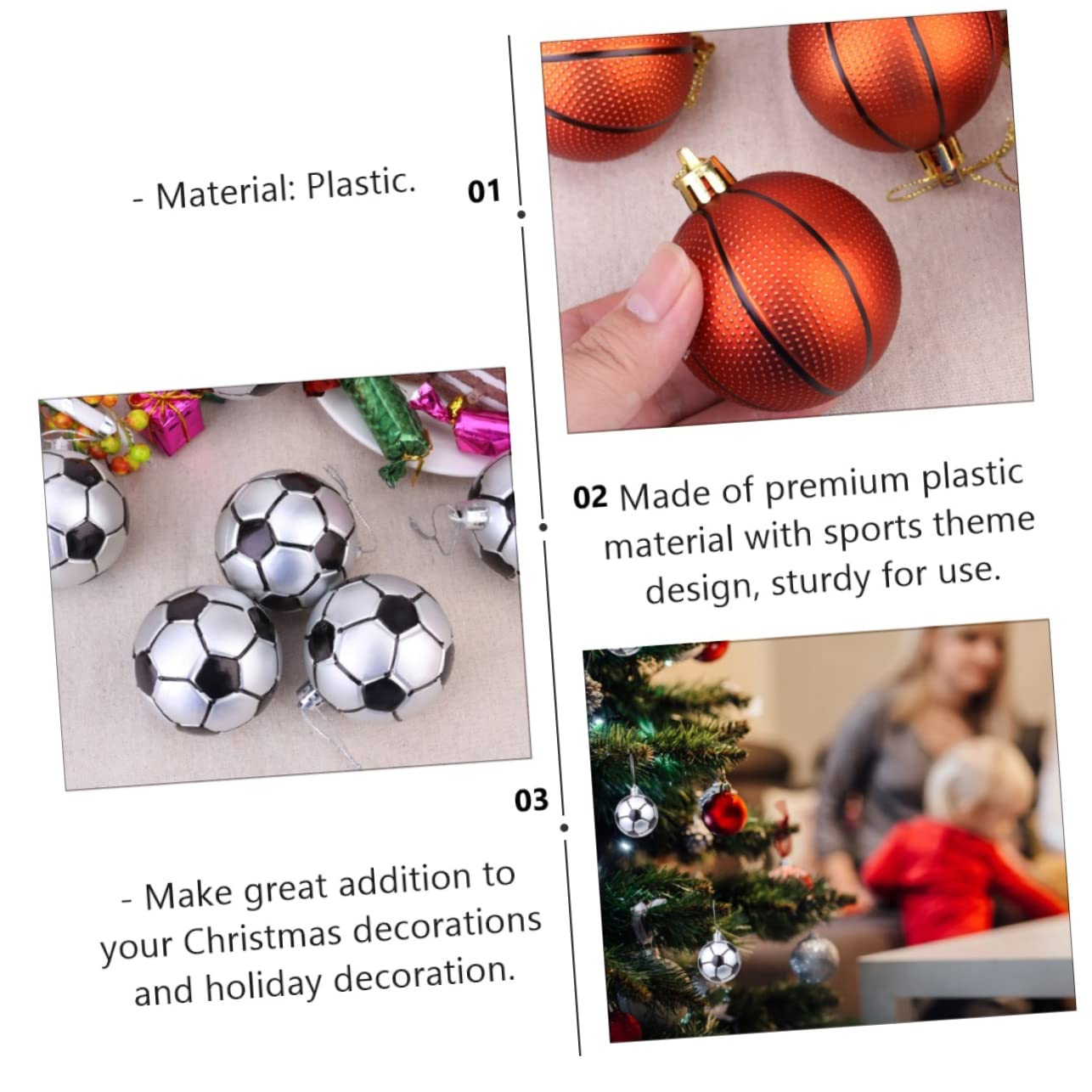 Alipis 3 Juegos De 12 Piezas De Bolas De Navidad Deportivas Adornos De Árbol Colgantes Adornos Navideños De Baloncesto Decoración Navideña Suministros Navideños Bolas Navideñas De