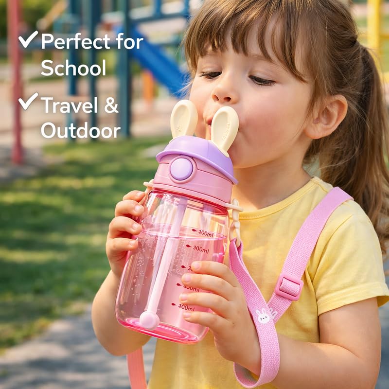Image of Raawan Kids Water Bottle for School 550ml | Spill-Proof Sipper Bottle for Boys & Girls | BPA-Free, Durable & Leakproof Water Bottle for School & Play | Pink