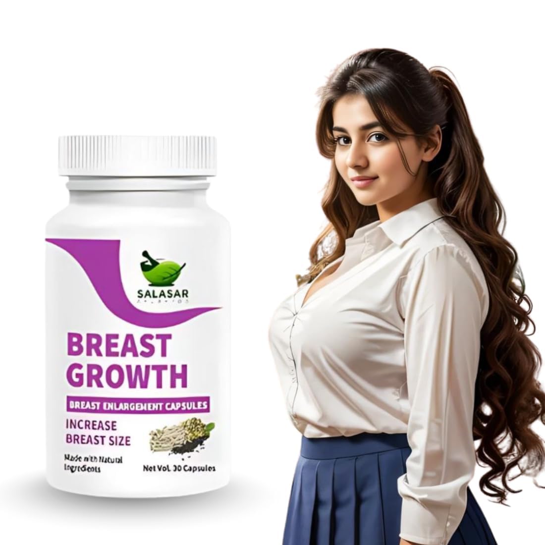 Salasar Ayurveda Body Well ness Capsules for Womenn | Ayurvedic Supple.ment for Skin Tonee, Chest Arrea Firrm.ness & Femin!ne Confidencce | 30 Vegan Capsules-image-26